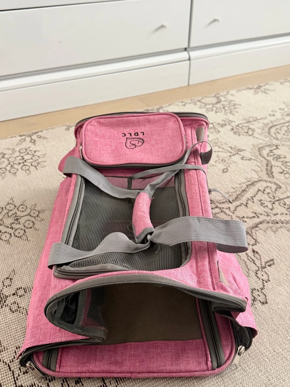 Soft-Sided Pink Pet Carrier Tote - Portable Dog & Cat Travel Bag